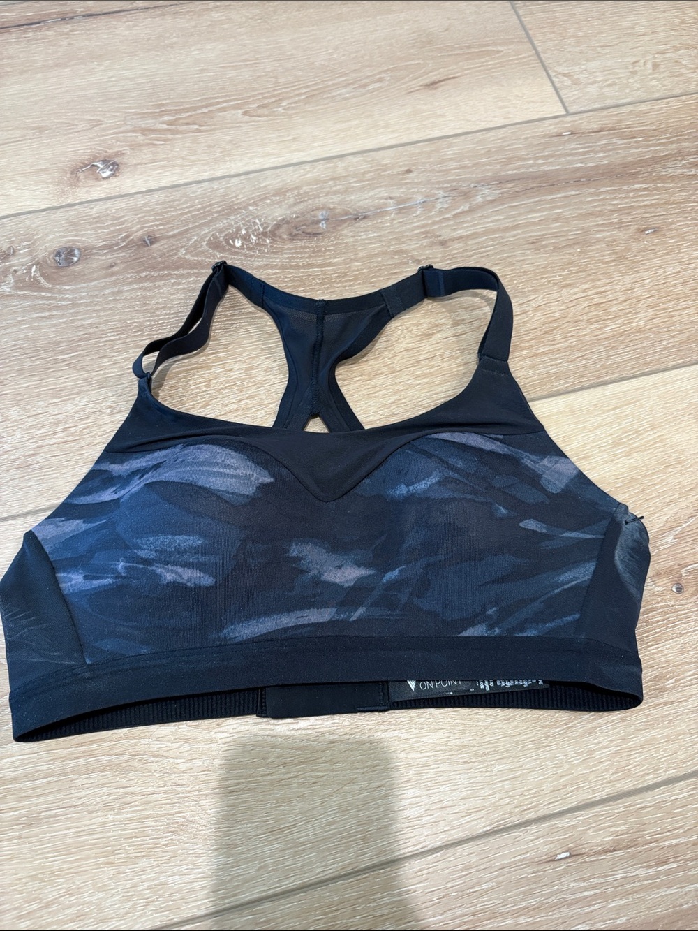 Victoria's Secret Black & Charcoal Camouflage Racerback Sports Bra